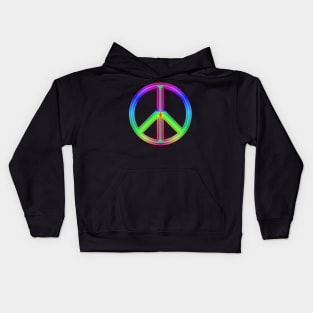 Rainbow Neon Peace Sign Kids Hoodie